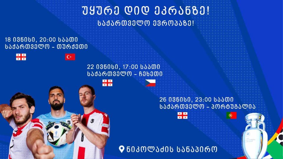 ფოთელ გულშემატკივარს ევროპის ჩემპიონატზე ეროვნული ნაკრების თამაშების ყურება დიდ ეკრანზე შეეძლება